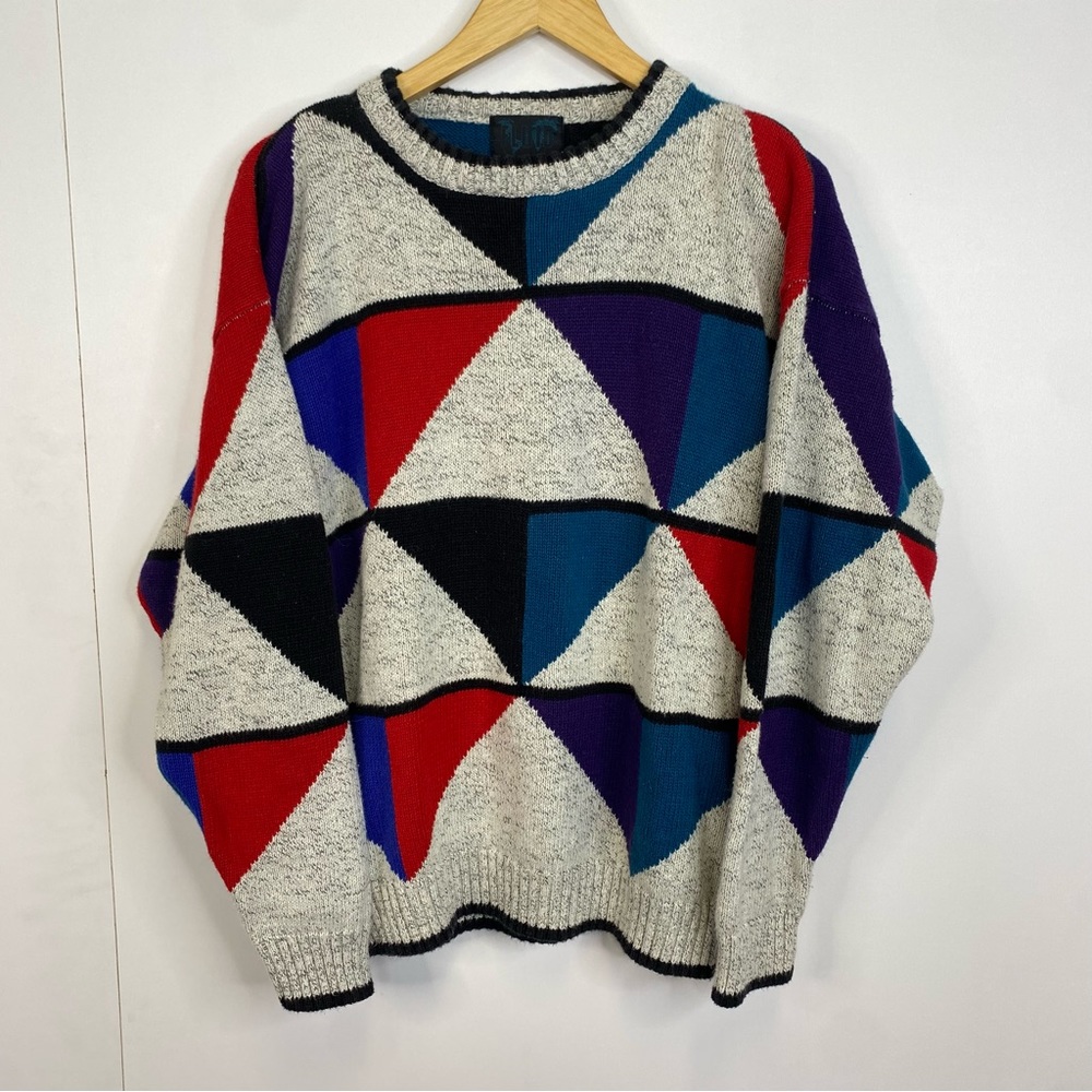 Vintage "Fluid" Large 90's Colour Block Sweater Men's Top